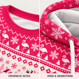 Personalized Dreaming of a Pink Christmas Flamingo Sweater & Hoodie