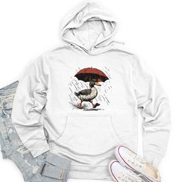 Duck Running Holding Umbrella Unisex Midweight Hoodie