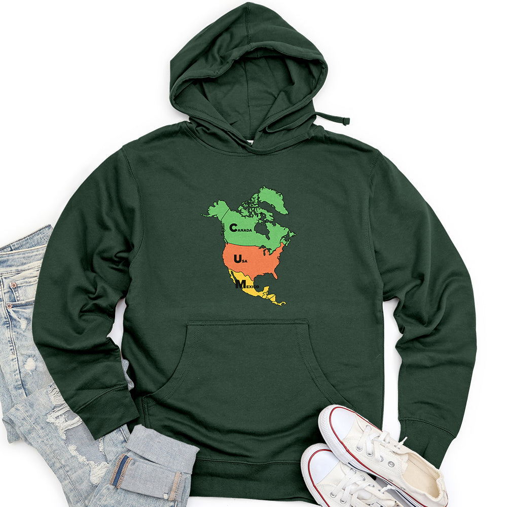Canada USA Mexico Unisex Midweight Hoodie