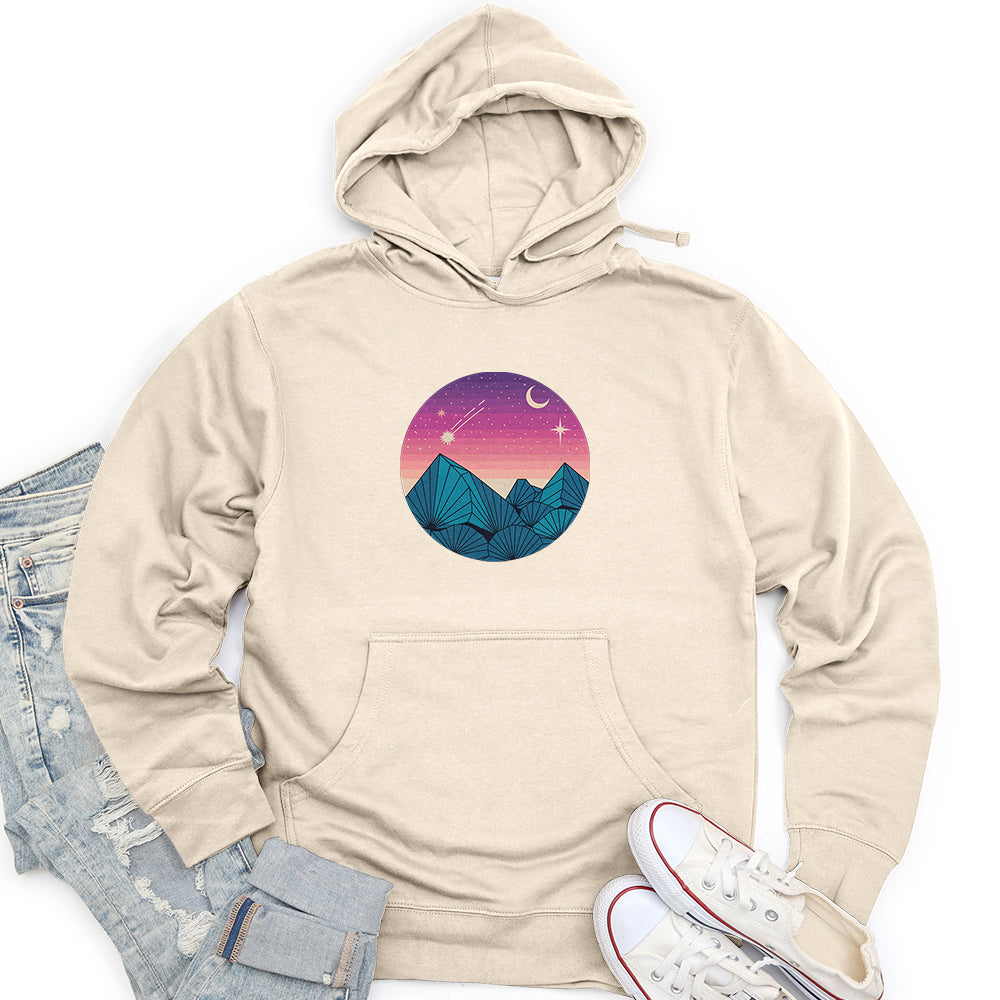 Geometric Mountain Landscape Unisex Midweight Hoodie