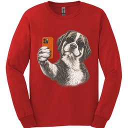 Saint Bernard Selfie Dog Long Sleeve Shirt Gift For Dog Lover