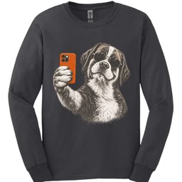 Saint Bernard Selfie Dog Long Sleeve Shirt Gift For Dog Lover