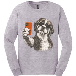 Saint Bernard Selfie Dog Long Sleeve Shirt Gift For Dog Lover