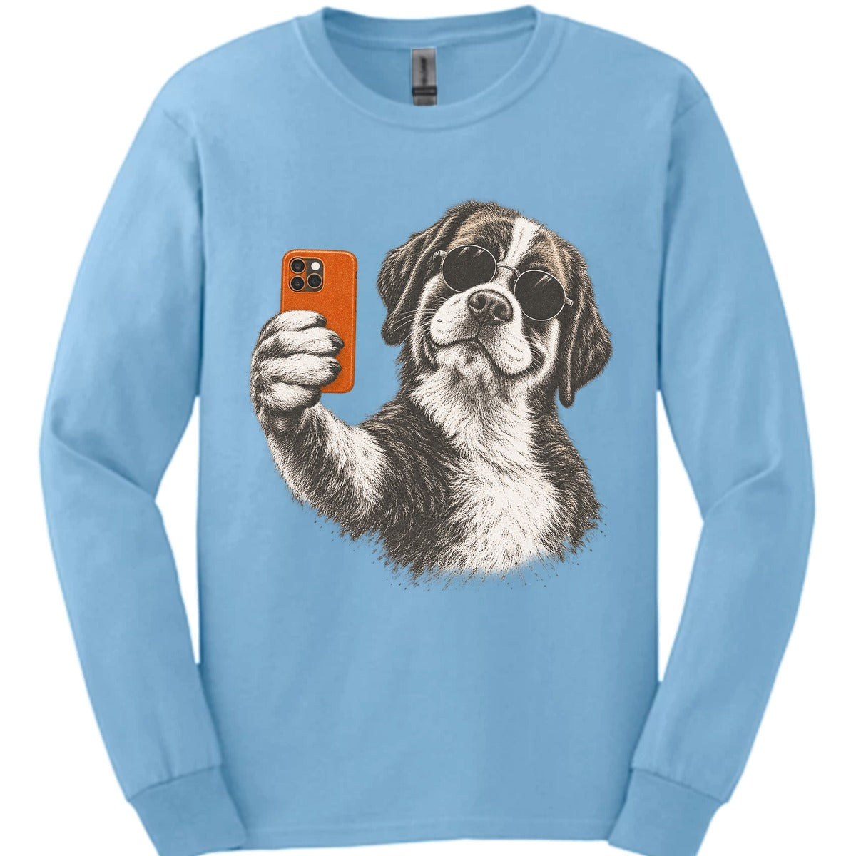 Saint Bernard Selfie Dog Long Sleeve Shirt Gift For Dog Lover
