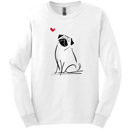 Pug Sketch Dog Long Sleeve Tee Gift For Dog Lover
