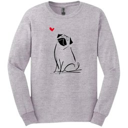 Pug Sketch Dog Long Sleeve Tee Gift For Dog Lover