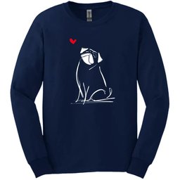 Pug Sketch Dog Long Sleeve Tee Gift For Dog Lover