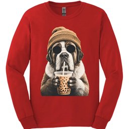Saint Bernard Hipster Dog Long Sleeve Shirt Gift For Dog Lover