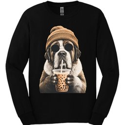 Saint Bernard Hipster Dog Long Sleeve Shirt Gift For Dog Lover