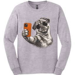 Pug Selfie Dog Long Sleeve Shirt Gift For Dog Lover