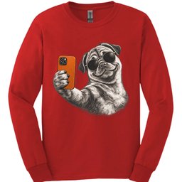 Pug Selfie Dog Long Sleeve Shirt Gift For Dog Lover
