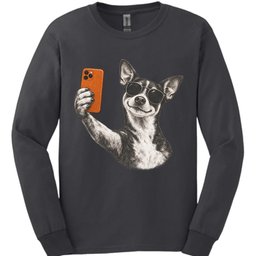 Rat Terrier Selfie Dog Long Sleeve Shirt Gift For Dog Lover