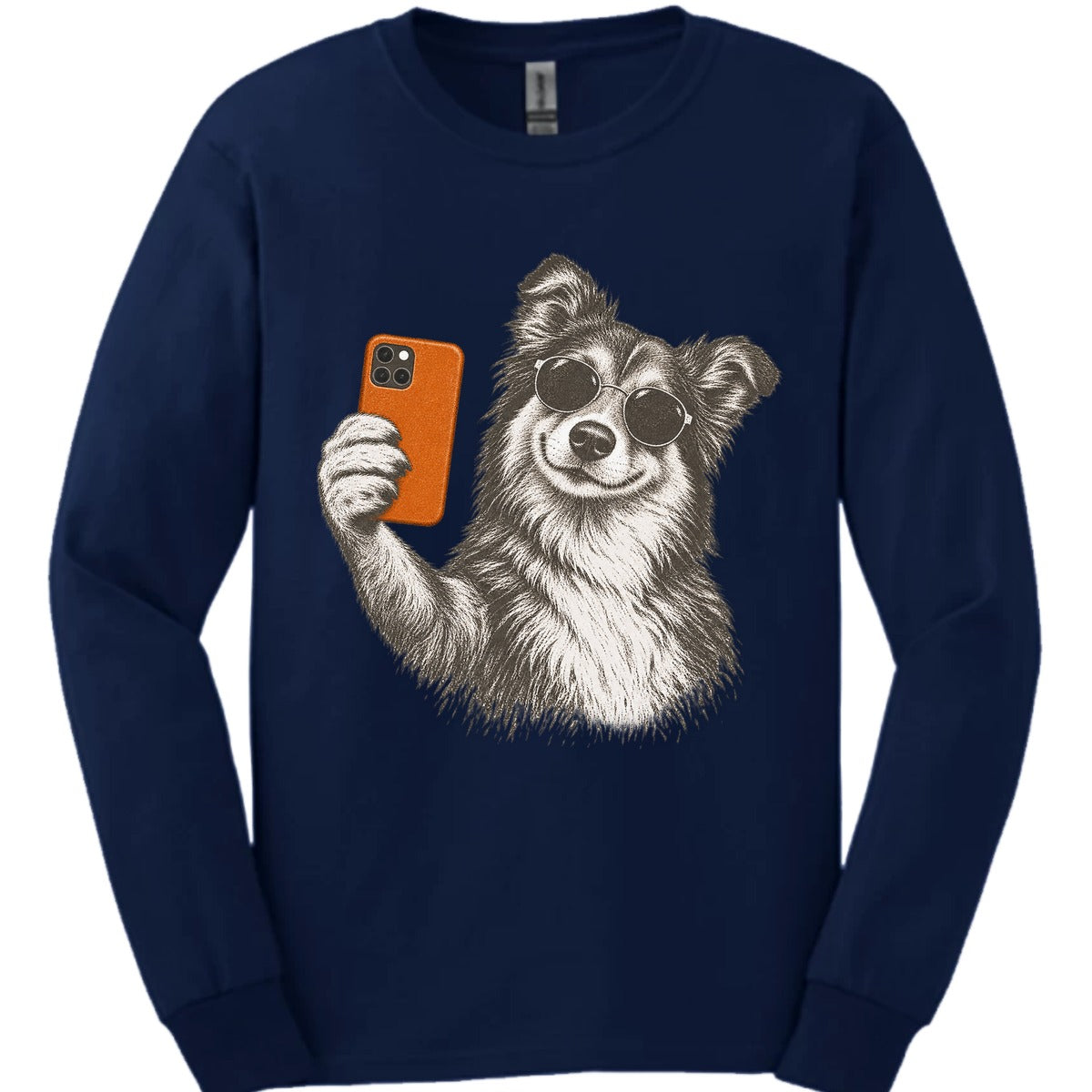 Rough Collie Selfie Dog Long Sleeve Shirt Gift For Dog Lover