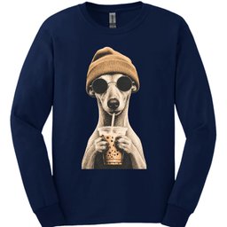 Whippet Hipster Dog Long Sleeve Shirt Gift For Dog Lover