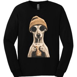 Whippet Hipster Dog Long Sleeve Shirt Gift For Dog Lover