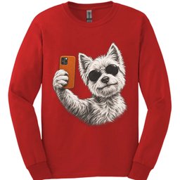 West Highland White Terrier Selfie Dog Long Sleeve Shirt Gift For Dog Lover
