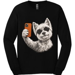 West Highland White Terrier Selfie Dog Long Sleeve Shirt Gift For Dog Lover