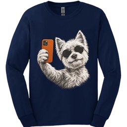 West Highland White Terrier Selfie Dog Long Sleeve Shirt Gift For Dog Lover