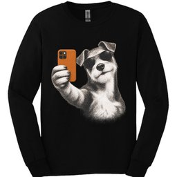 Wire Haired Fox Terrier Selfie Dog Long Sleeve Shirt Gift For Dog Lover