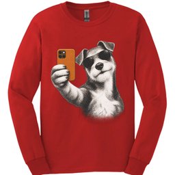 Wire Haired Fox Terrier Selfie Dog Long Sleeve Shirt Gift For Dog Lover