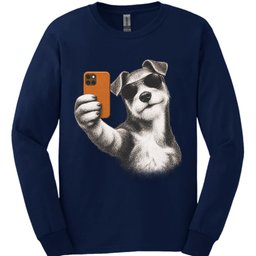 Wire Haired Fox Terrier Selfie Dog Long Sleeve Shirt Gift For Dog Lover
