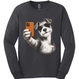 Wire Haired Fox Terrier Selfie Dog Long Sleeve Shirt Gift For Dog Lover