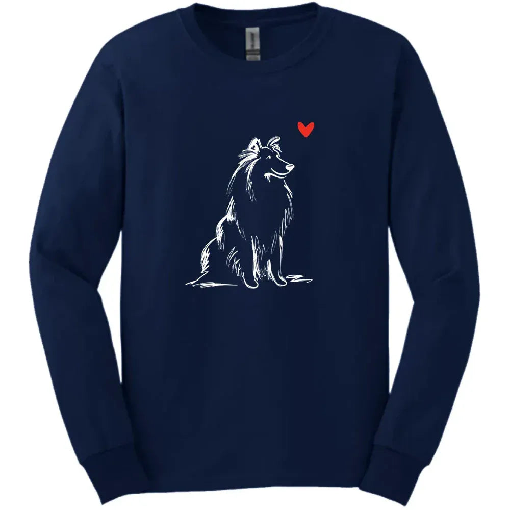 Shetland Sheepdog Sketch Dog Long Sleeve Tee Gift For Dog Lover