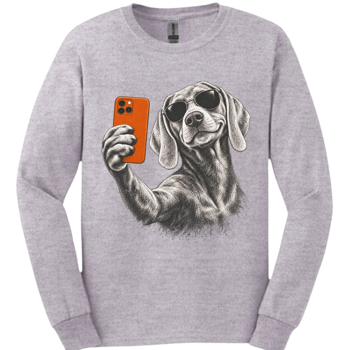 Weimaraner Selfie Dog Long Sleeve Shirt Gift For Dog Lover