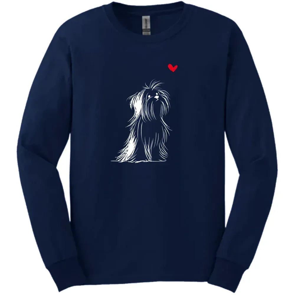 Shih Tzu Sketch Dog Long Sleeve Tee Gift For Dog Lover