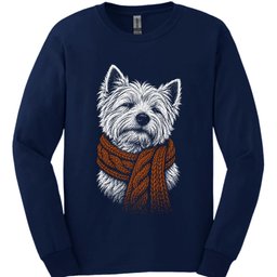 West Highland White Terrier Winter Dog Long Sleeve Shirt Gift For Dog Lover