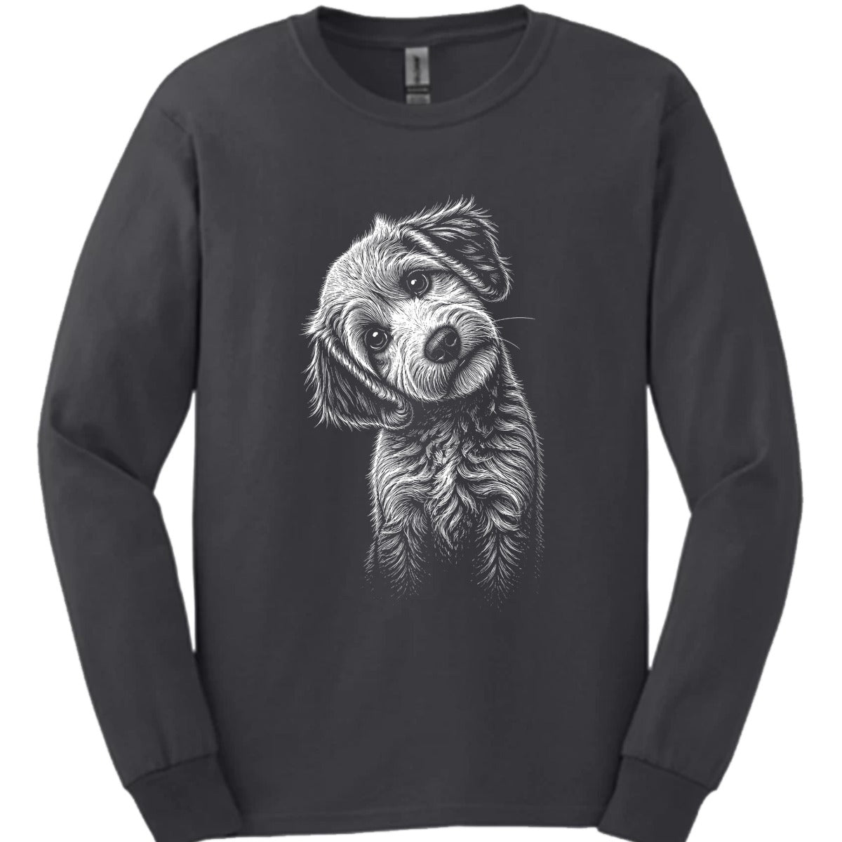 Schnoodle Tilted Dog Long Sleeve Shirt Gift For Dog Lover