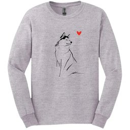 Siberian Husky Sketch Dog Long Sleeve Tee Gift For Dog Lover