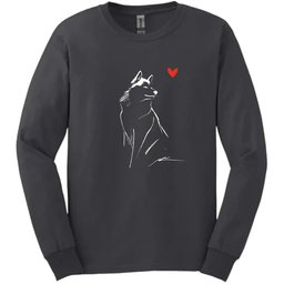 Siberian Husky Sketch Dog Long Sleeve Tee Gift For Dog Lover