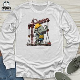 Elephant Construction Crew Unisex Long Sleeve Tee Gift For Animal Lover