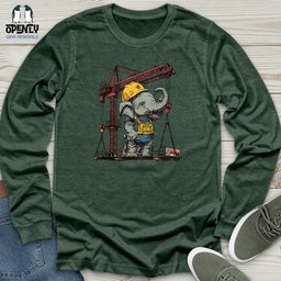 Elephant Construction Crew Unisex Long Sleeve Tee Gift For Animal Lover