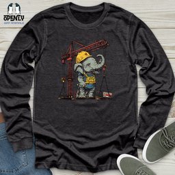 Elephant Construction Crew Unisex Long Sleeve Tee Gift For Animal Lover