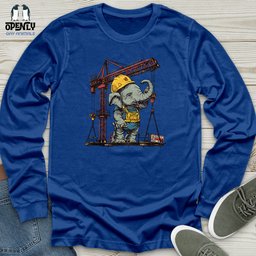 Elephant Construction Crew Unisex Long Sleeve Tee Gift For Animal Lover