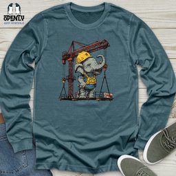 Elephant Construction Crew Unisex Long Sleeve Tee Gift For Animal Lover