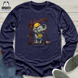 Elephant Construction Crew Unisex Long Sleeve Tee Gift For Animal Lover