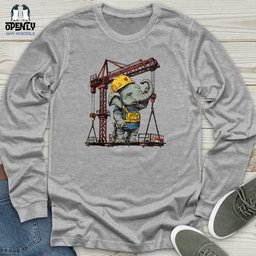 Elephant Construction Crew Unisex Long Sleeve Tee Gift For Animal Lover
