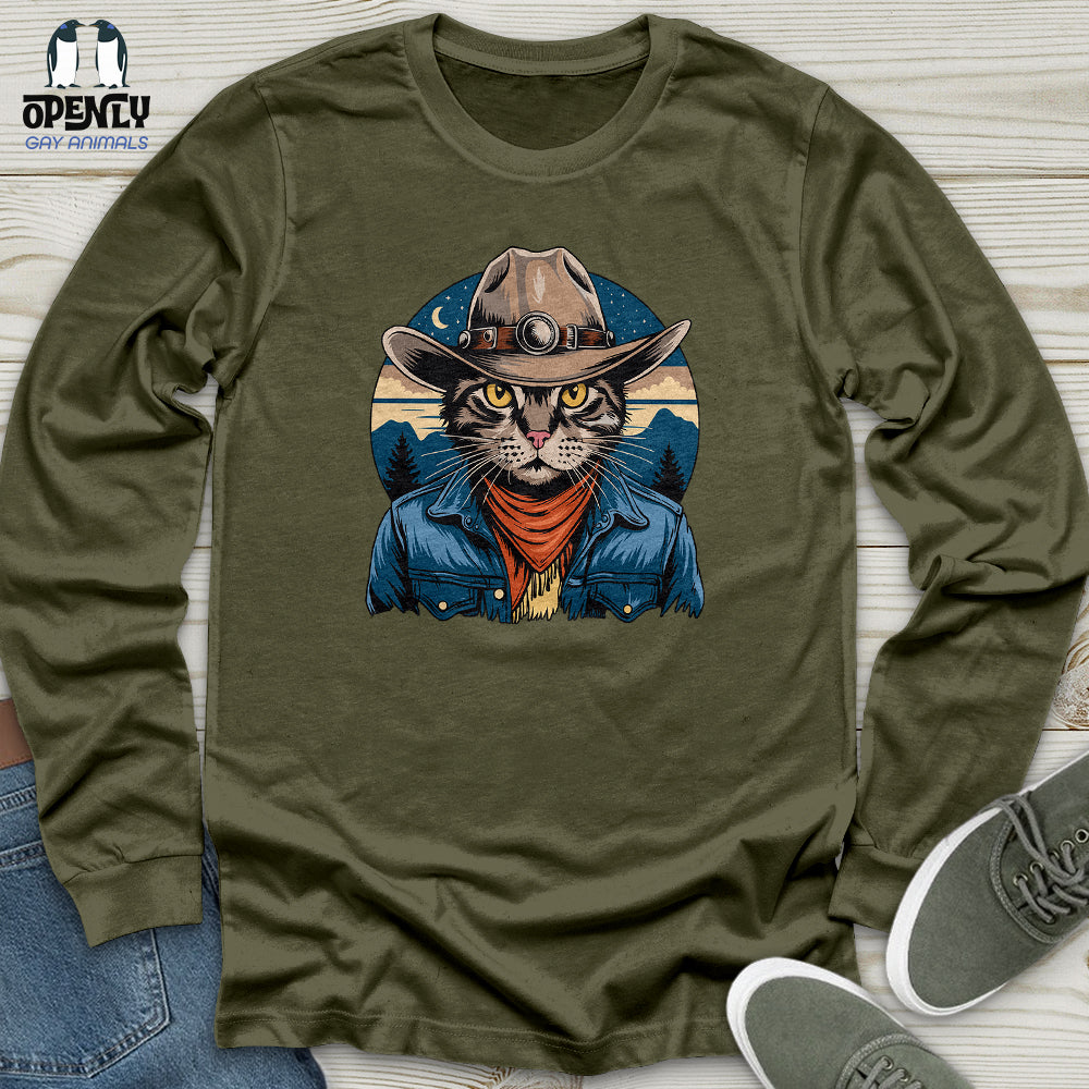 Cowboy Cat Unisex Long Sleeve Tee Gift For Cat Lover
