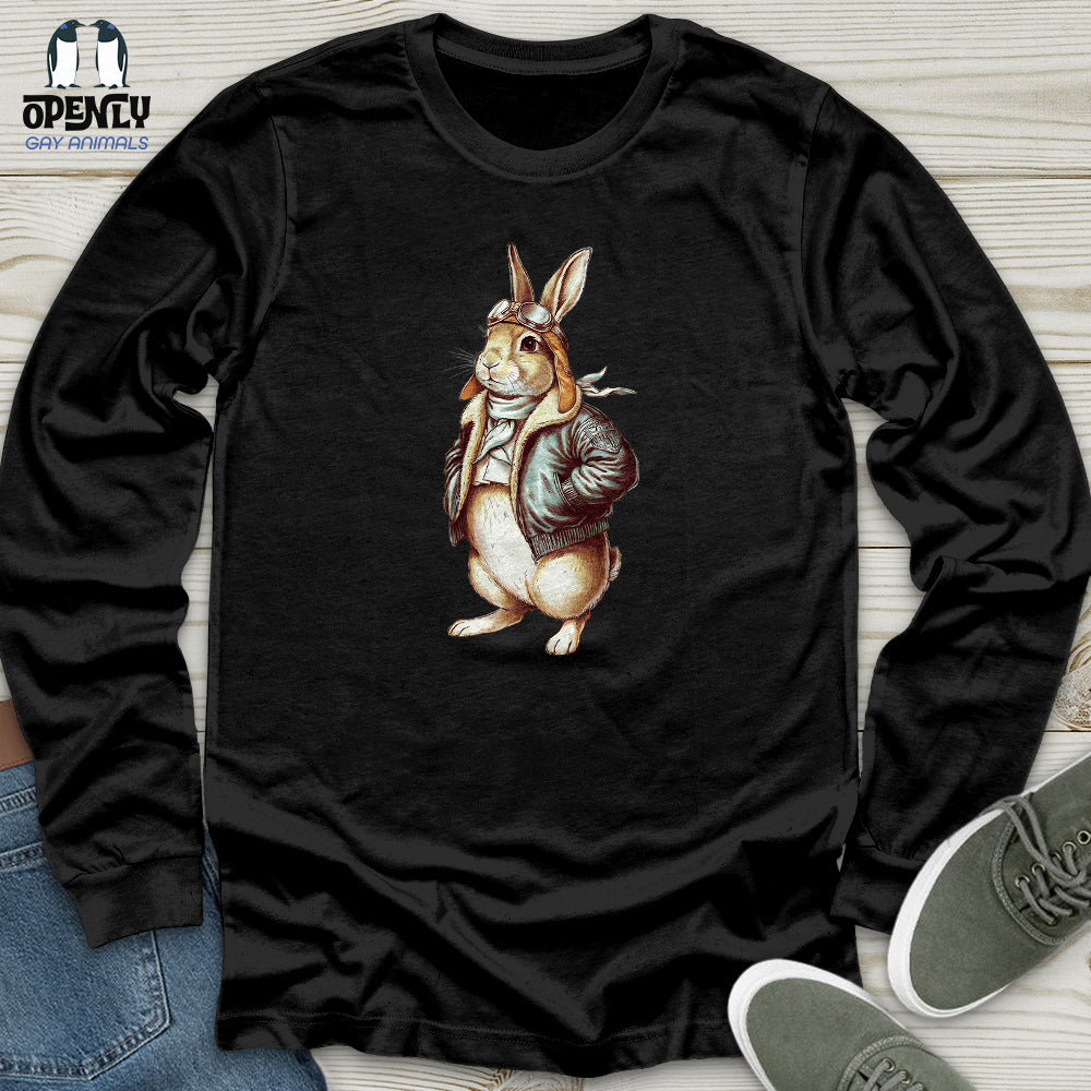 Aviator Rabbit Unisex Long Sleeve Tee Gift For Animal Lover