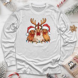 Christmas Chickens Unisex Long Sleeve Tee Gift For Animal Lover