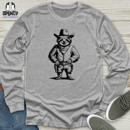 Cowboy Sloth Unisex Long Sleeve Tee Gift For Animal Lover