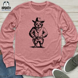 Cowboy Sloth Unisex Long Sleeve Tee Gift For Animal Lover