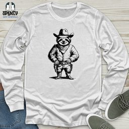 Cowboy Sloth Unisex Long Sleeve Tee Gift For Animal Lover