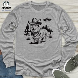 Cowboy Corgi Unisex Long Sleeve Tee Gift For Dog Lover