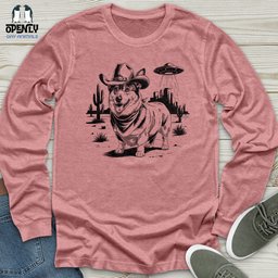 Cowboy Corgi Unisex Long Sleeve Tee Gift For Dog Lover