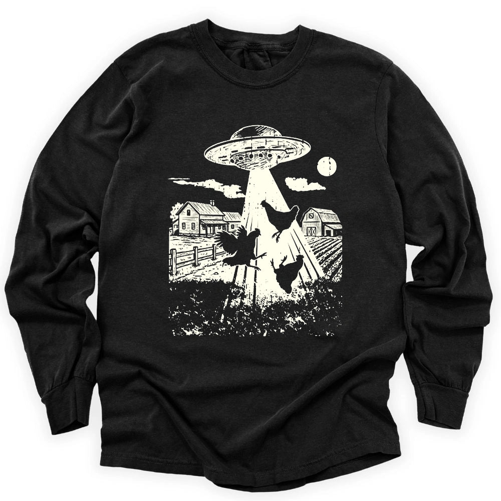 Ufo Chickens Long Sleeve Shirt T Shirt Gift For Gardener