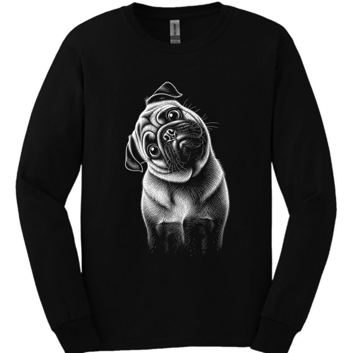 Pug Tilted Dog Long Sleeve Shirt Gift For Dog Lover